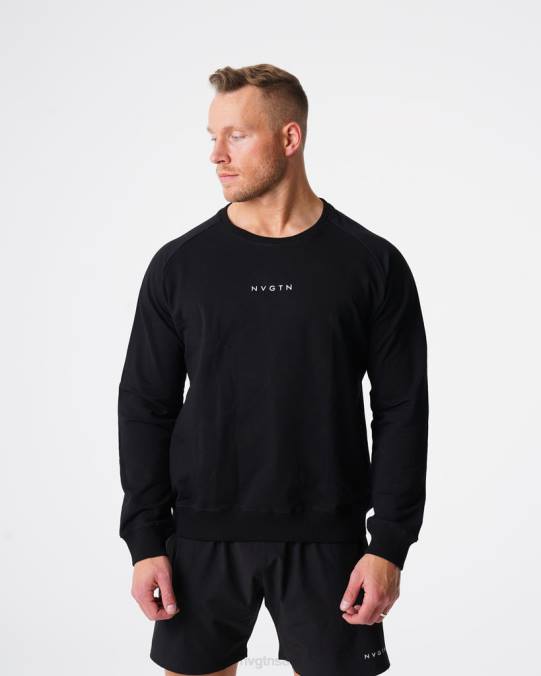 Men NVGTN Black Tops Crew Neck Sweatshirt NV6T790