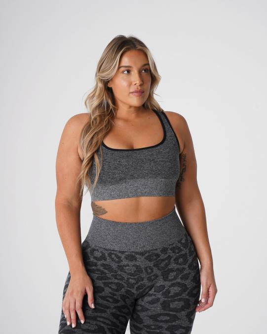 Women NVGTN Black Speckled Fitness Leopard Eclipse Seamless Bra NV6T213