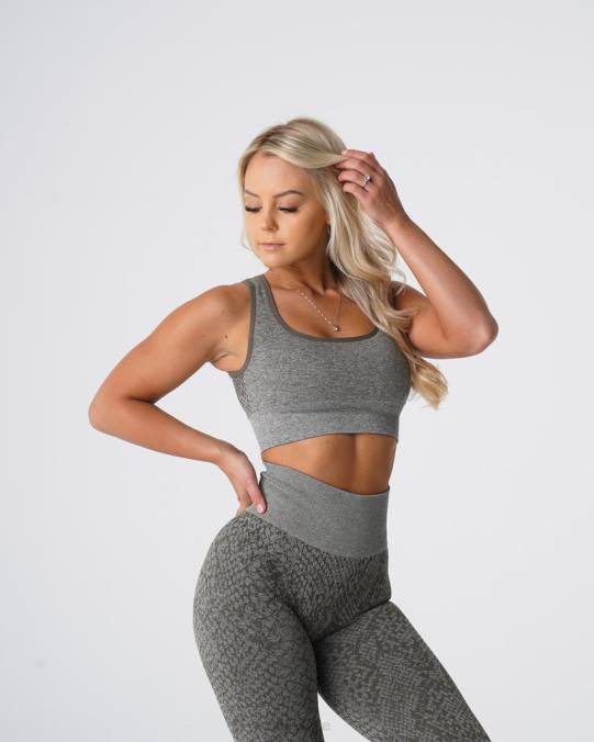 Women NVGTN Khaki Green Fitness Snakeskin Eclipse Seamless Bra NV6T221