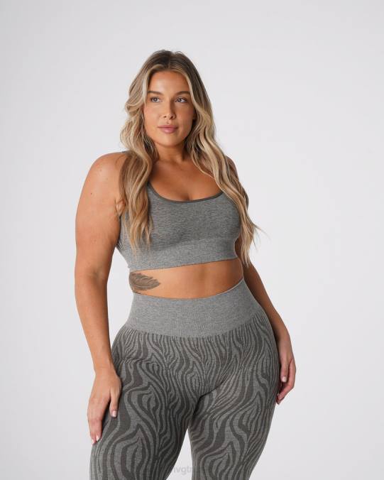 Women NVGTN Khaki Green Fitness Zebra Eclipse Seamless Bra NV6T220