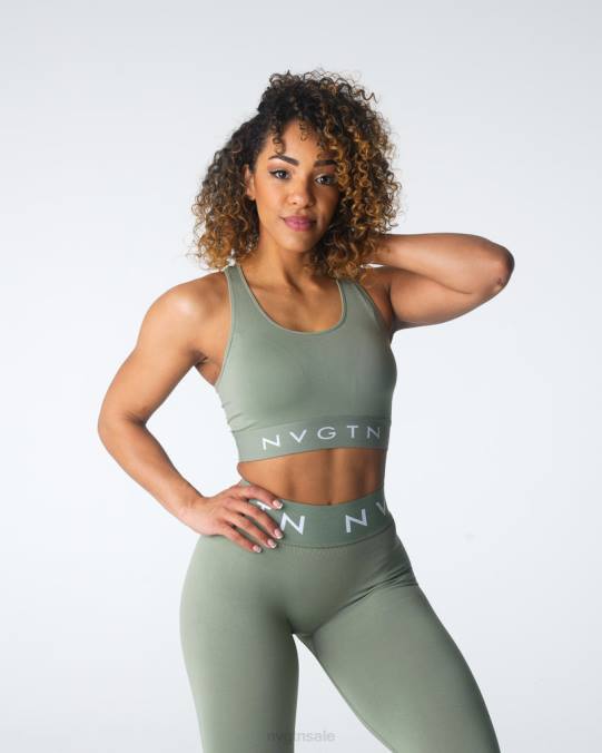 Women NVGTN Sage Green Fitness Legacy Sport Seamless Bra NV6T31