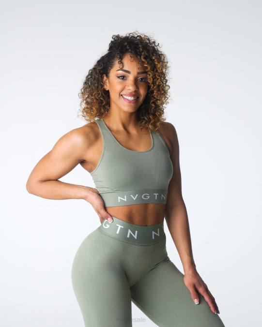 Women NVGTN Sage Green Fitness Legacy Sport Seamless Bra NV6T31