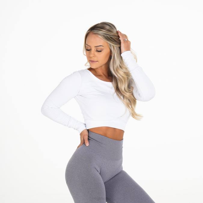 Women NVGTN White Fitness Form Long Sleeve Crop NV6T274