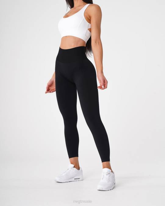Women NVGTN Black Fitness Solid Seamless Leggings NV6T495