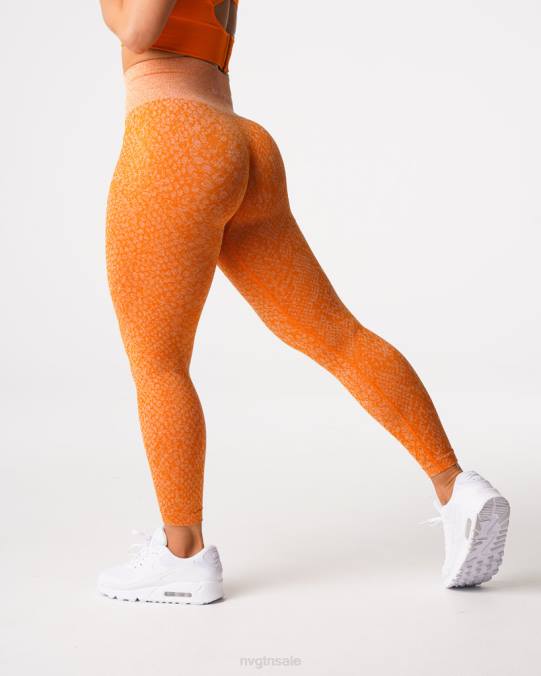 Women NVGTN Burnt Orange Fitness Snakeskin Seamless Leggings NV6T684