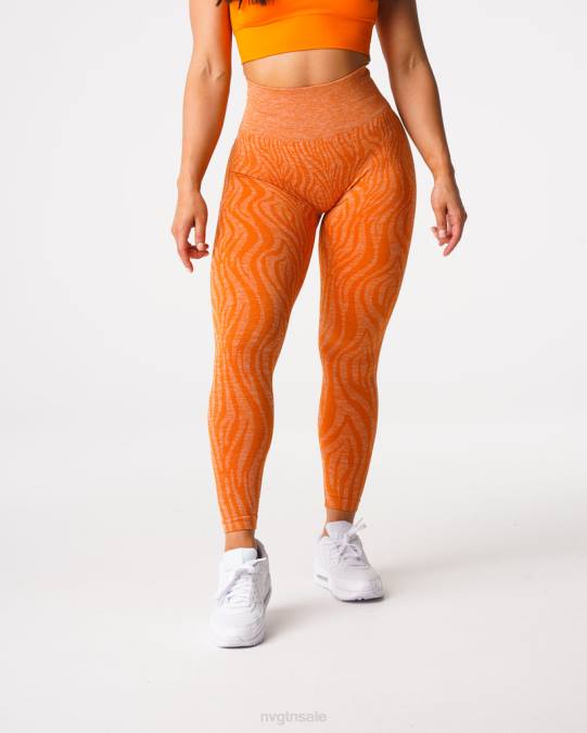 Women NVGTN Burnt Orange Fitness Zebra Seamless Leggings NV6T683