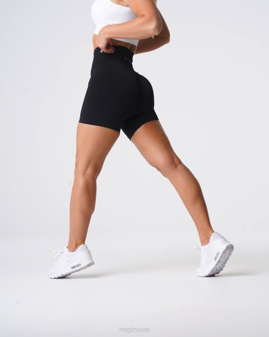 Women NVGTN Black Fitness Solid Seamless Shorts NV6T429