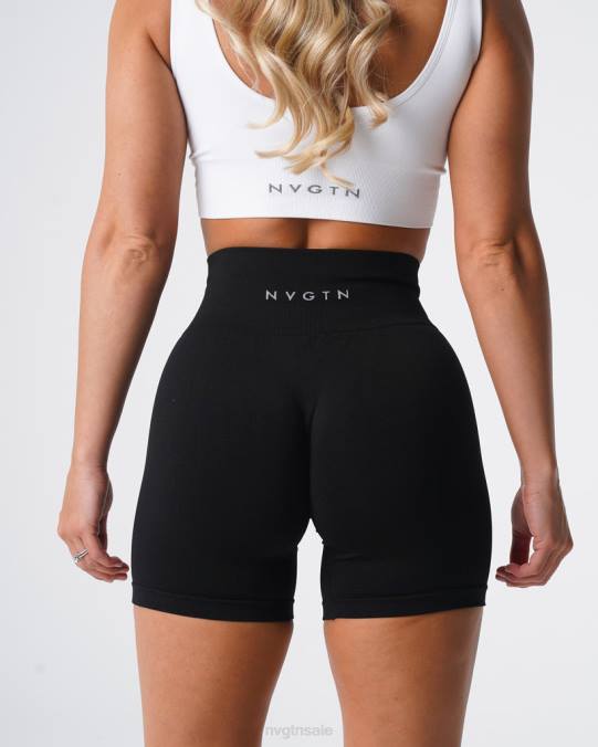 Women NVGTN Black Fitness Solid Seamless Shorts NV6T429