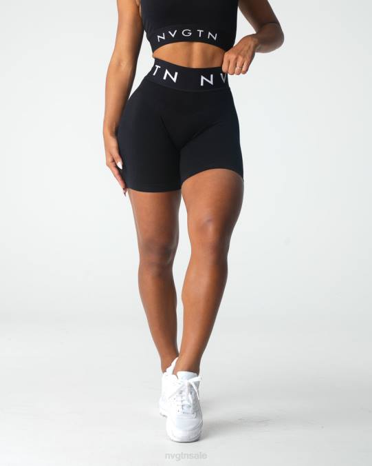 Women NVGTN Black Fitness Sport Seamless Shorts NV6T430