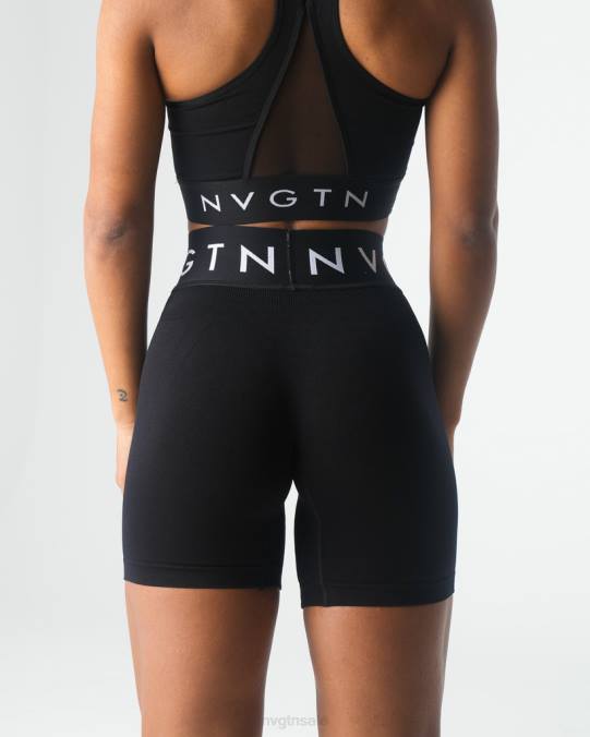 Women NVGTN Black Fitness Sport Seamless Shorts NV6T430