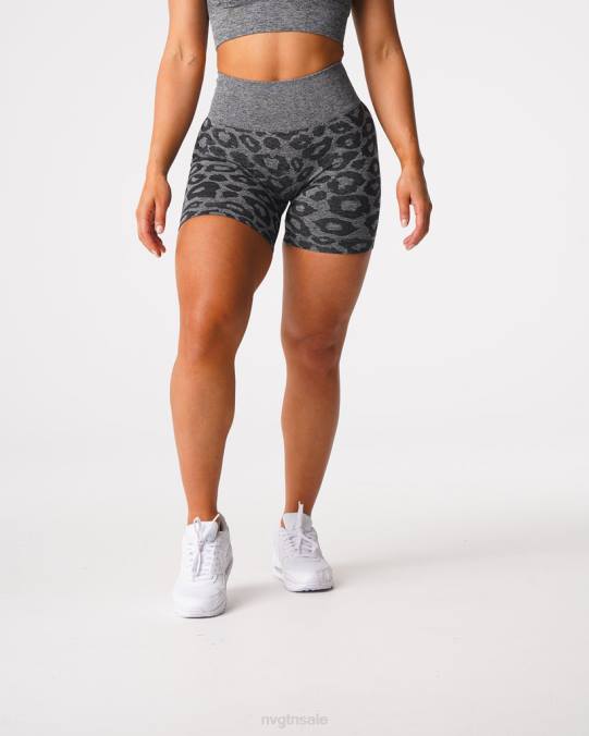 Women NVGTN Black Speckled Fitness Leopard Seamless Shorts NV6T467