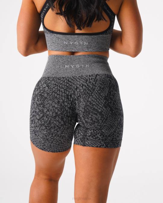 Women NVGTN Black Speckled Fitness Snakeskin Seamless Shorts NV6T473