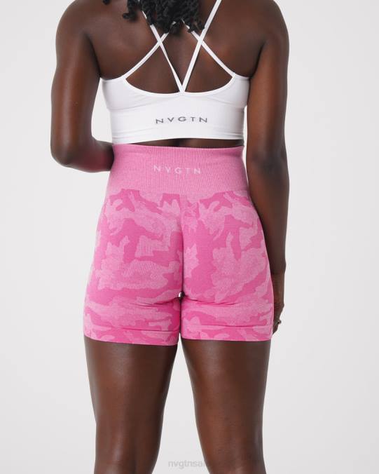 Women NVGTN Bubble Gum Pink Fitness Camo Seamless Shorts NV6T439