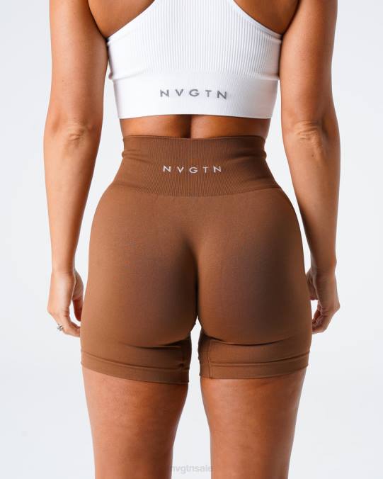 Women NVGTN Caramel Fitness Solid Seamless Shorts NV6T452