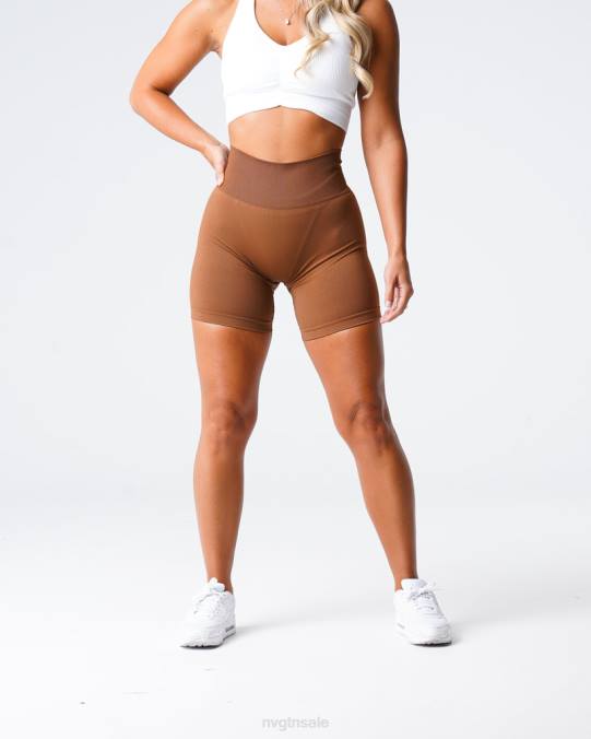 Women NVGTN Caramel Fitness Solid Seamless Shorts NV6T452