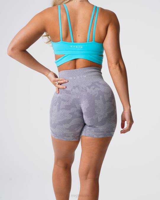 Women NVGTN Grey Fitness Camo Seamless Shorts NV6T438