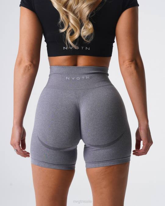 Women NVGTN Grey Fitness Contour Seamless Shorts NV6T322