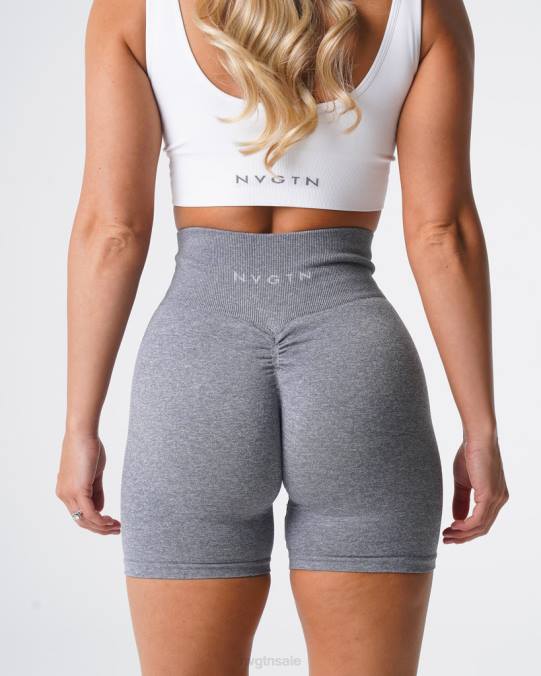 Women NVGTN Grey Fitness Scrunch Seamless Shorts NV6T394