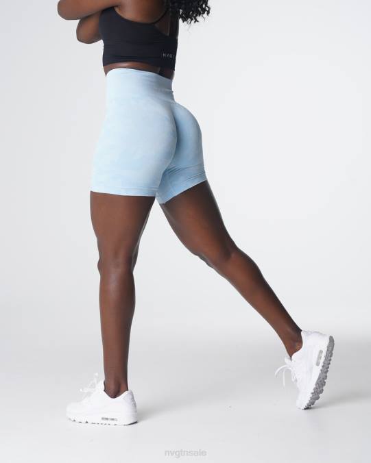 Women NVGTN Icy Blue Fitness Camo Seamless Shorts NV6T447