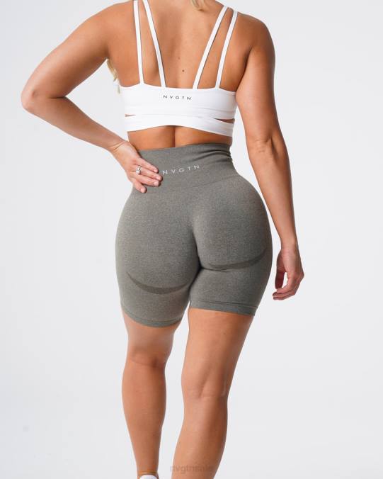 Women NVGTN Khaki Green Fitness Biker Shorts NV6T484