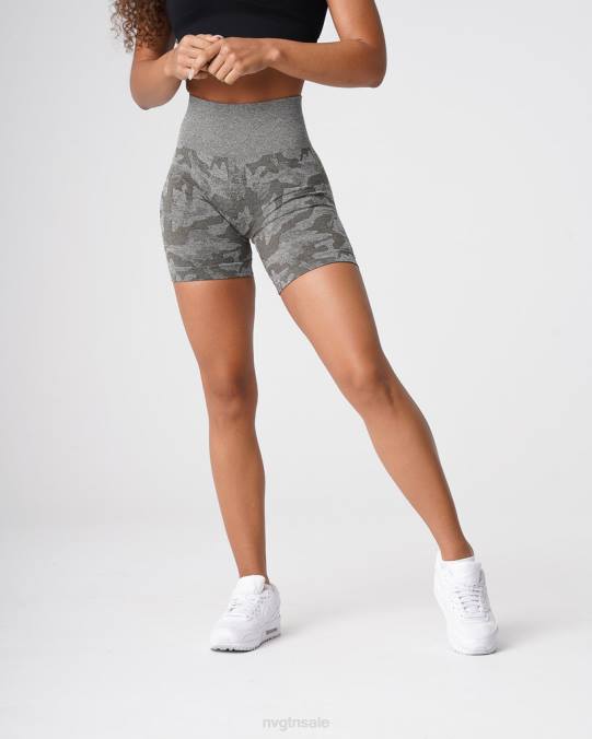 Women NVGTN Khaki Green Fitness Camo Seamless Shorts NV6T440