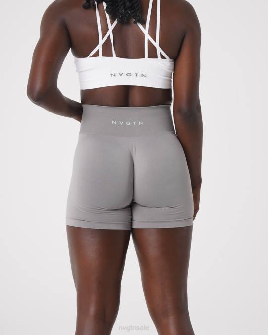 Women NVGTN Light Grey Fitness Solid Seamless Shorts NV6T450