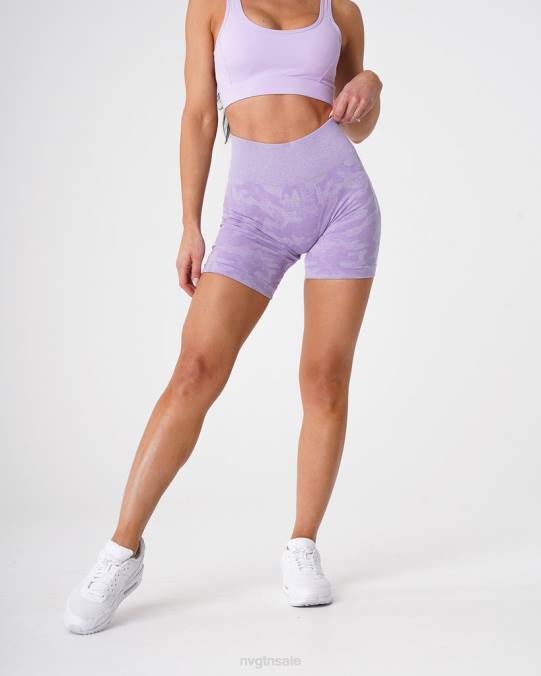 Women NVGTN Lilac Fitness Camo Seamless Shorts NV6T446