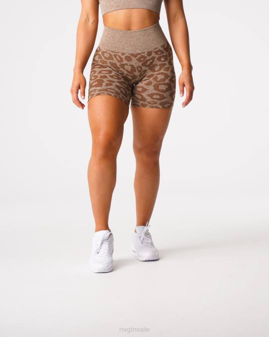 Women NVGTN Mocha Fitness Leopard Seamless Shorts NV6T469