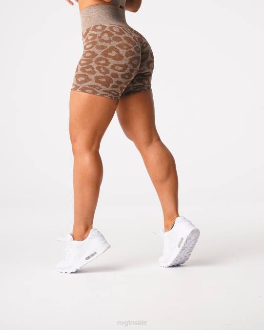 Women NVGTN Mocha Fitness Leopard Seamless Shorts NV6T469