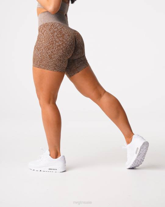 Women NVGTN Mocha Fitness Snakeskin Seamless Shorts NV6T475