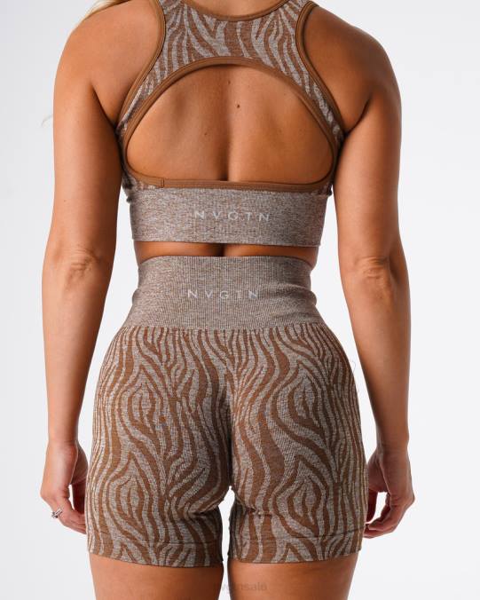 Women NVGTN Mocha Fitness Zebra Seamless Shorts NV6T472