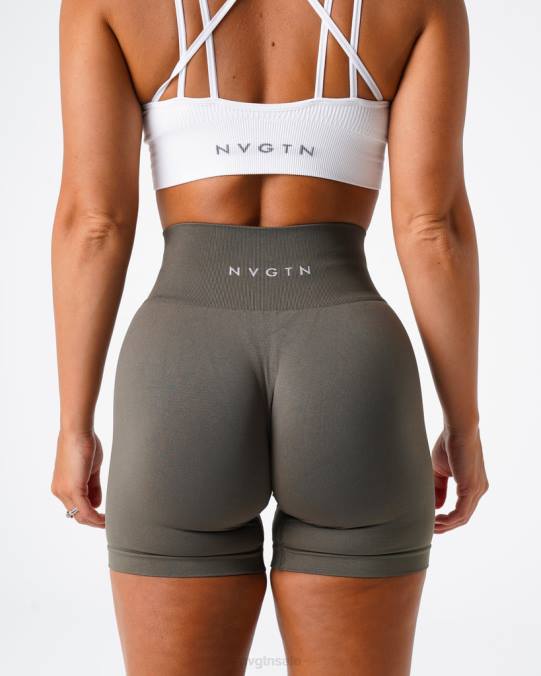 Women NVGTN Olive Fitness Solid Seamless Shorts NV6T451