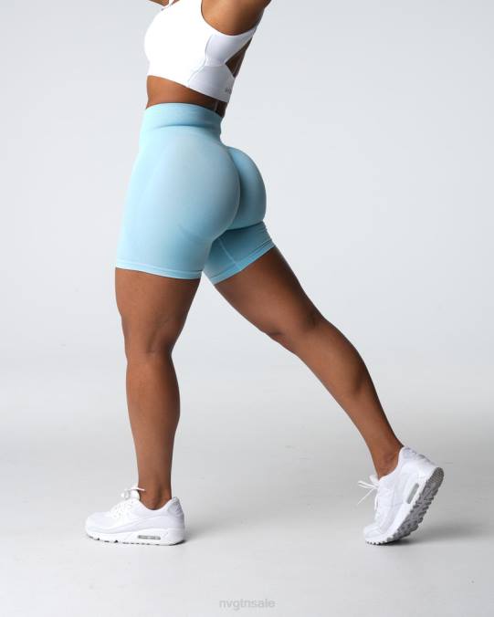 Women NVGTN Pastel Blue Fitness Contour Seamless Shorts NV6T323