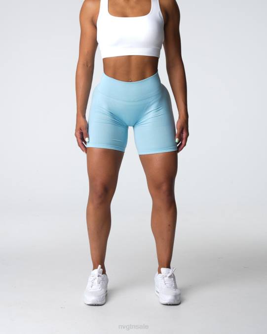 Women NVGTN Pastel Blue Fitness Contour Seamless Shorts NV6T323