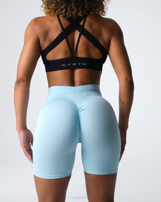 Women NVGTN Pastel Blue Fitness Scrunch Seamless Shorts NV6T396