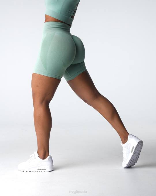 Women NVGTN Sage Green Fitness Contour Seamless Shorts NV6T339