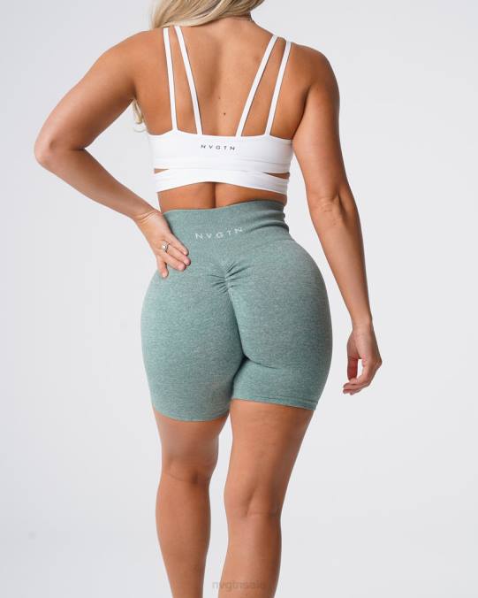 Women NVGTN Sage Green Fitness Scrunch Seamless Shorts NV6T428