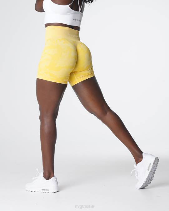 Women NVGTN Sunshine Yellow Fitness Camo Seamless Shorts NV6T449