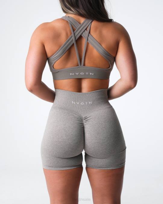 Women NVGTN Taupe Fitness Scrunch Seamless Shorts NV6T395