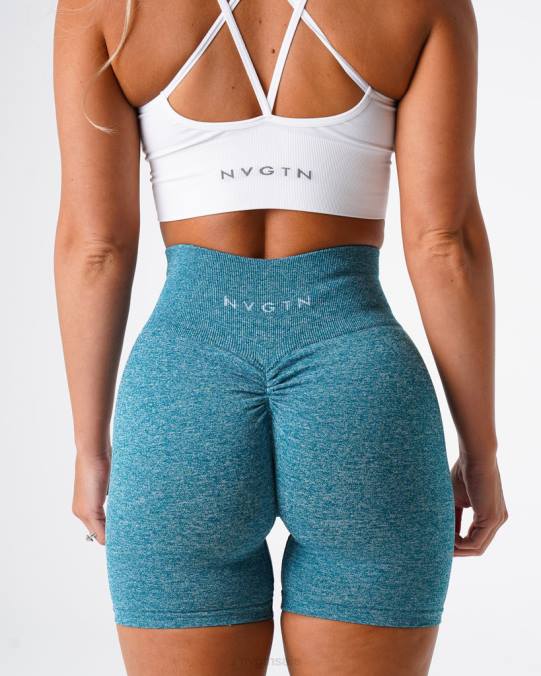 Women NVGTN Teal Fitness Scrunch Seamless Shorts NV6T424
