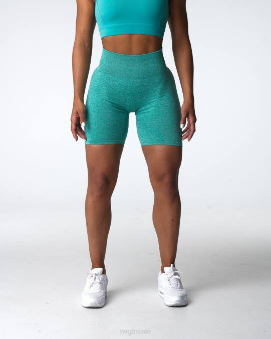 Women NVGTN Turquoise Fitness Scrunch Seamless Shorts NV6T413