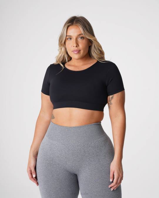 Women NVGTN Black Fitness Open Back Tee NV6T77