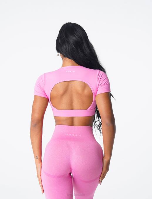 Women NVGTN Bubble Gum Pink Fitness Open Back Tee NV6T79
