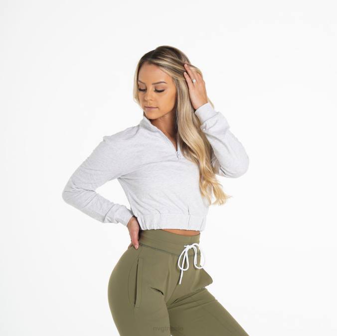 Women NVGTN Light Grey Fitness Power Cropped Pullover NV6T259