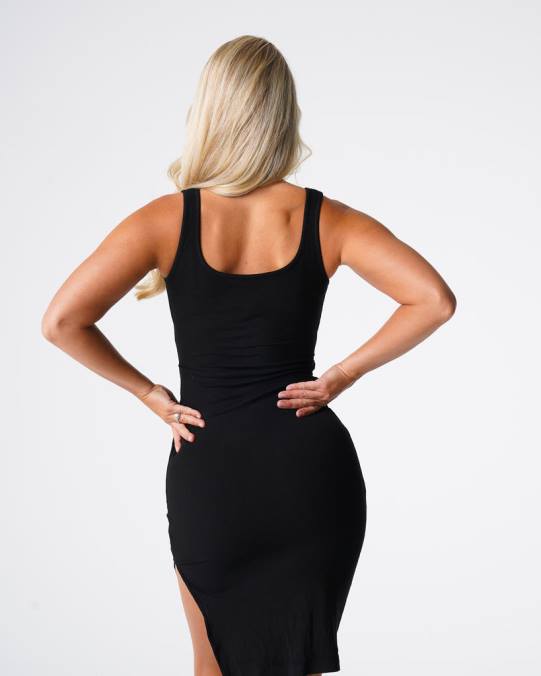 Women NVGTN Black Lifestyle Golden Vibes Cut Out Midi Dress NV6T716