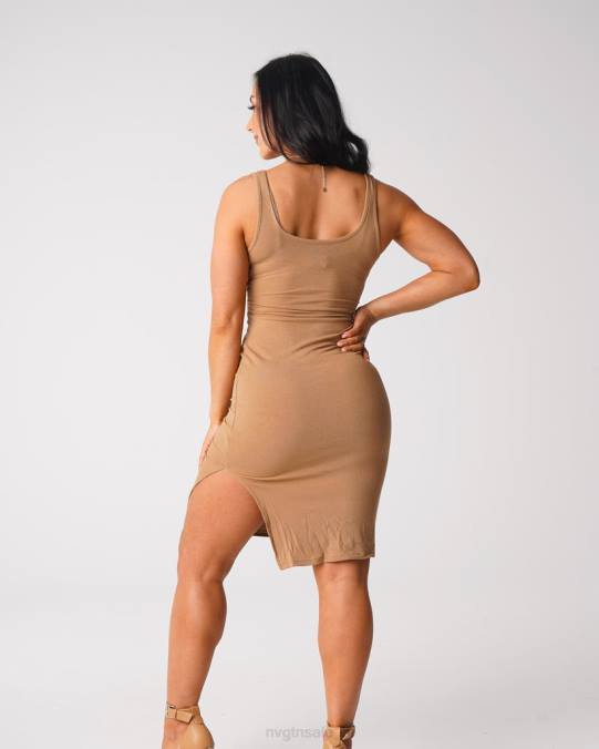 Women NVGTN Mocha Lifestyle Golden Vibes Cut Out Midi Dress NV6T717